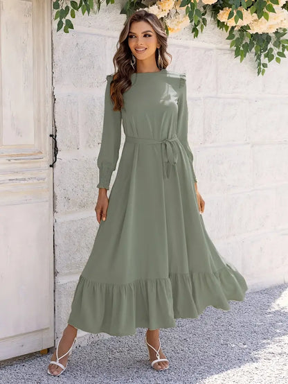 Valeria – Maxikleid mit Gürtel und Volants