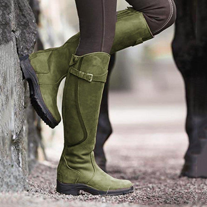 Seraphina – Kniehohe Stiefel mit Absatz und Schnalle