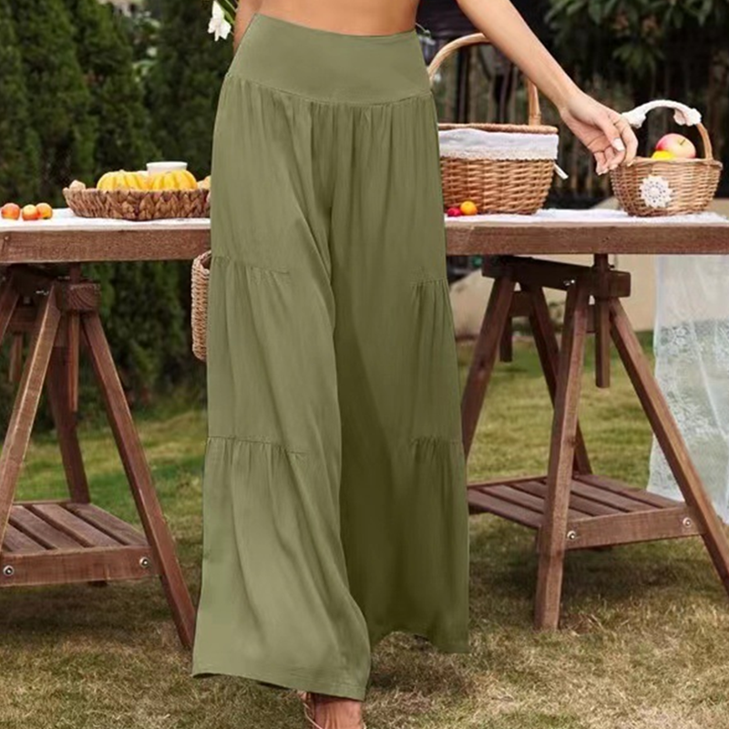 Sienna – Sommerhose aus Baumwolle und Leinen mit weitem Bein