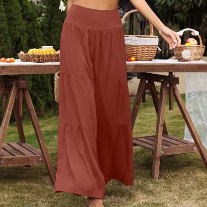 Sienna – Sommerhose aus Baumwolle und Leinen mit weitem Bein