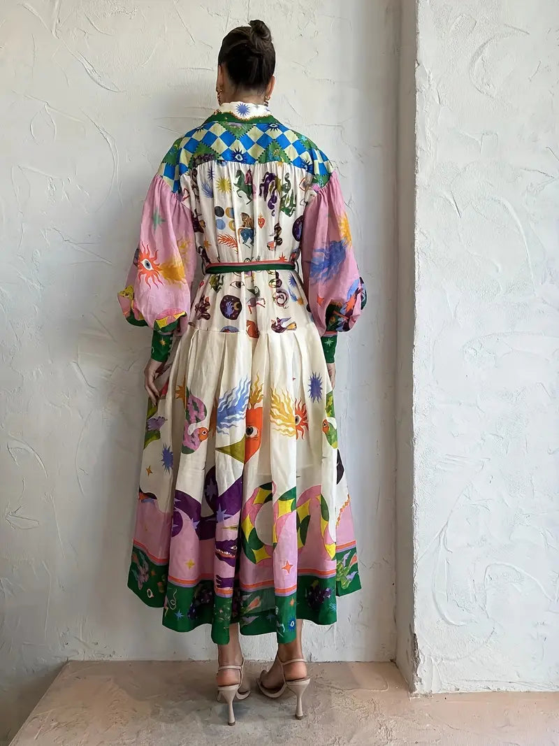 Mira – Fließendes Maxikleid mit Kunstprint