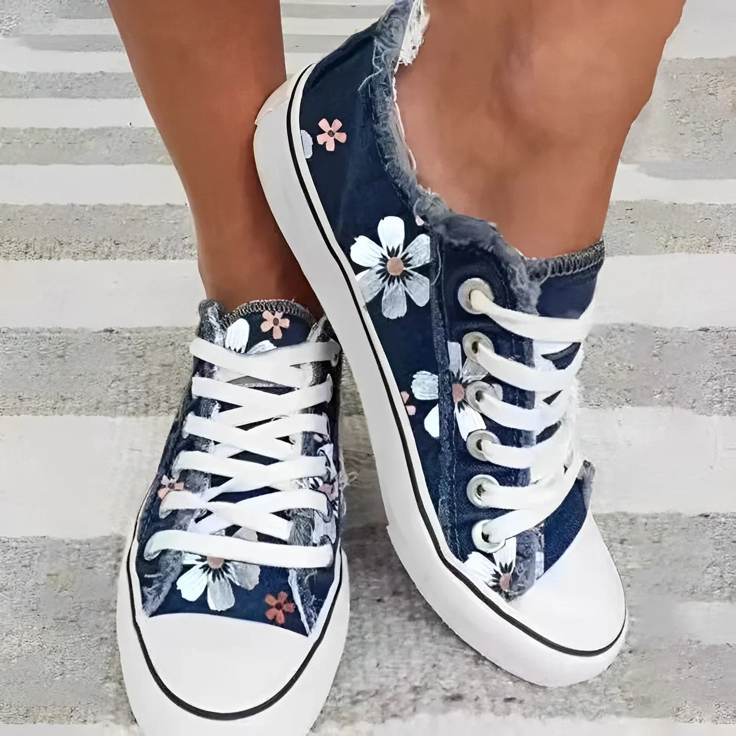 Florence | Flache Sneakers mit Blumendruck