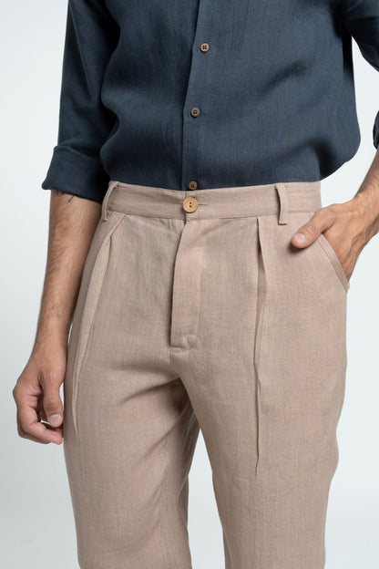 Mocha Linen – Lässige Leinenhose in Dezenter Mocha-Farbe