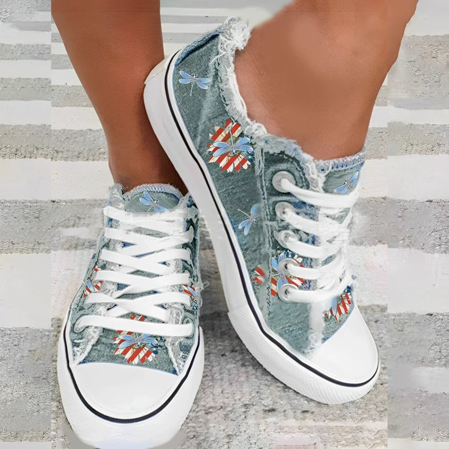 Florence | Flache Sneakers mit Blumendruck