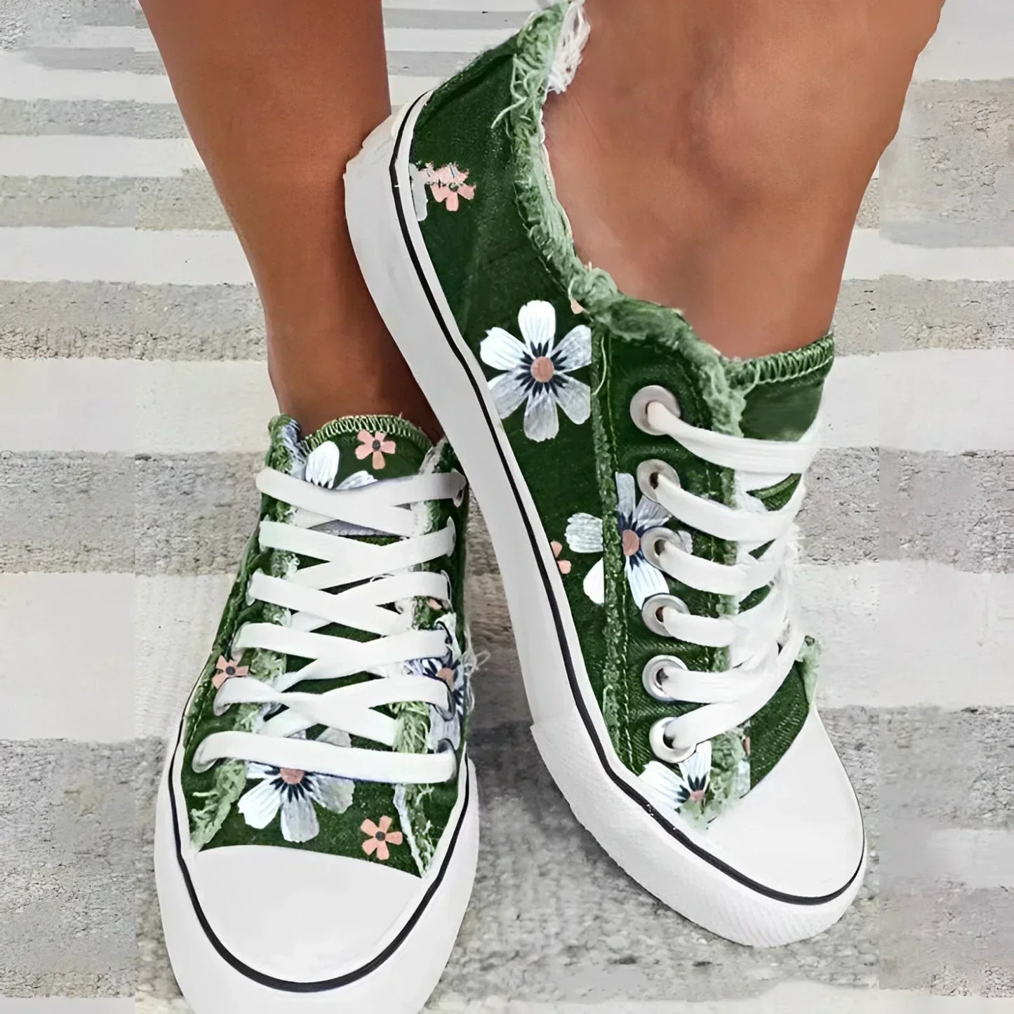 Florence | Flache Sneakers mit Blumendruck