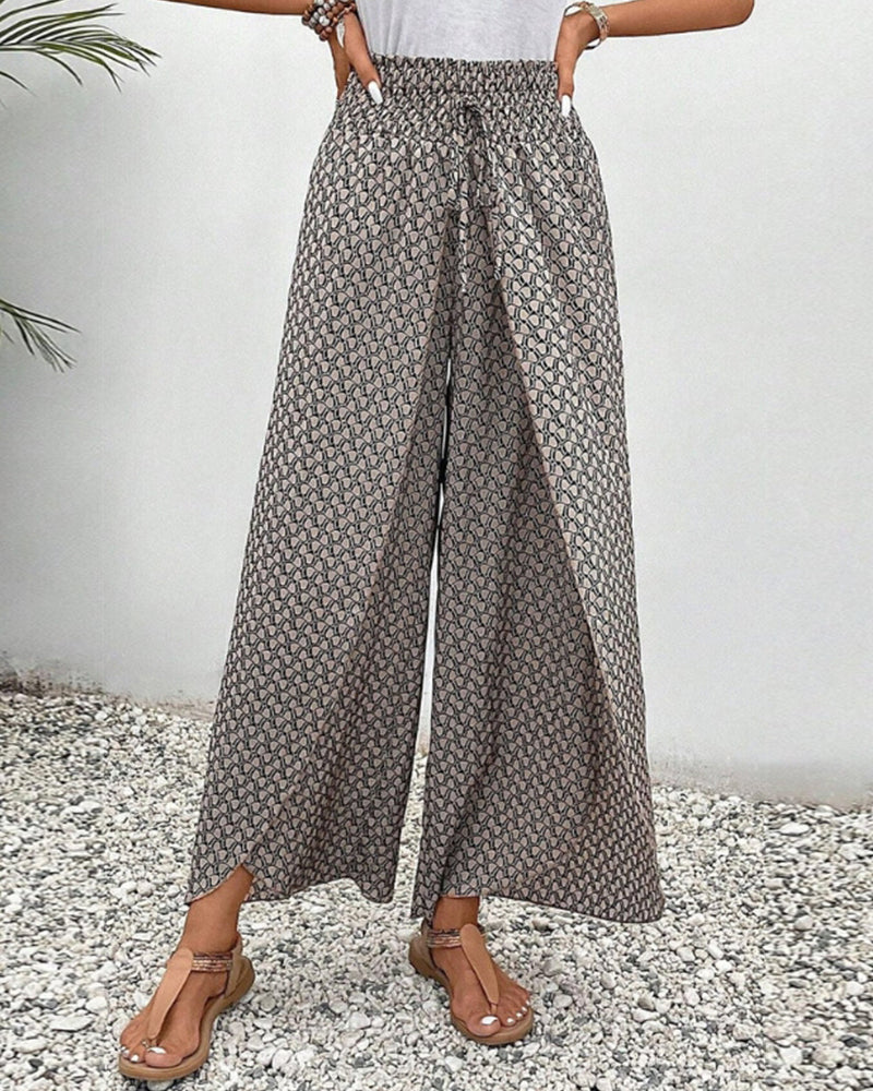 Nova | Damenhose mit Weitem Bein und Geometrischem Druck