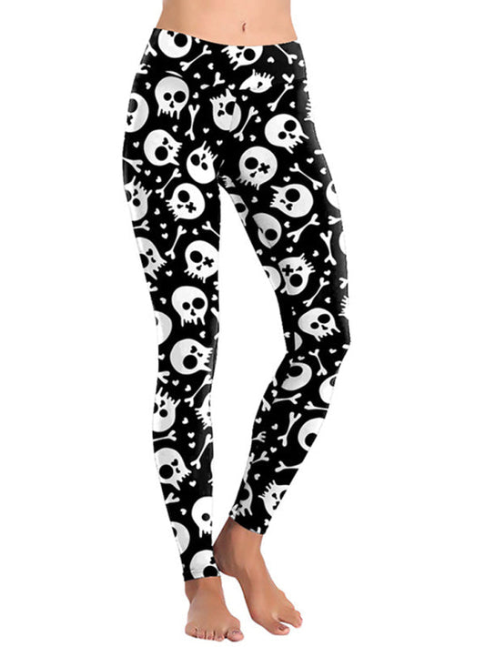 Raven – Yoga-Leggings mit Totenkopf-Print