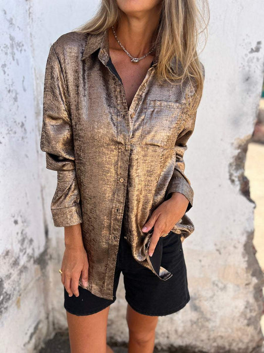 Luna Metallic Bluse – Glanzvoller Auftritt in jedem Licht